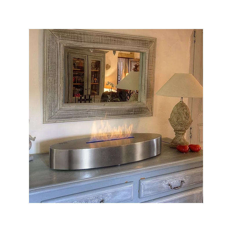 Caminetto organico freestanding Cambridge : Wikao Colore Acciaio inox spazzolato