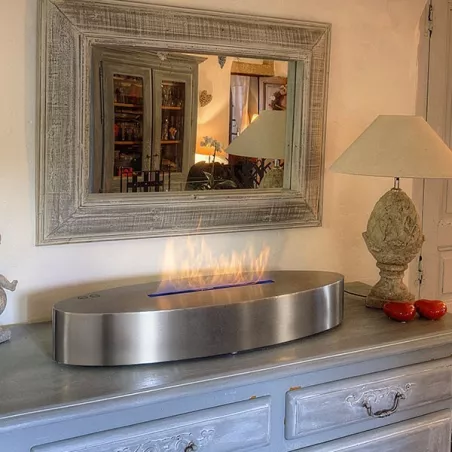 Caminetto organico freestanding Cambridge : Wikao Colore Acciaio inox spazzolato