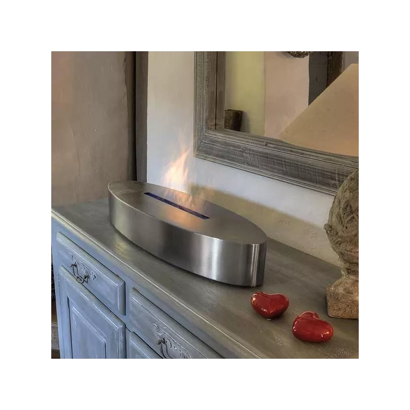 Caminetto organico freestanding Cambridge : Wikao Colore Acciaio inox spazzolato