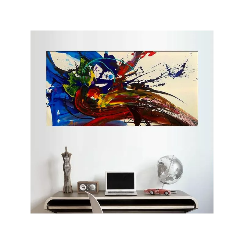 Pittura a colori con pavone stilizzato 60x90 cm