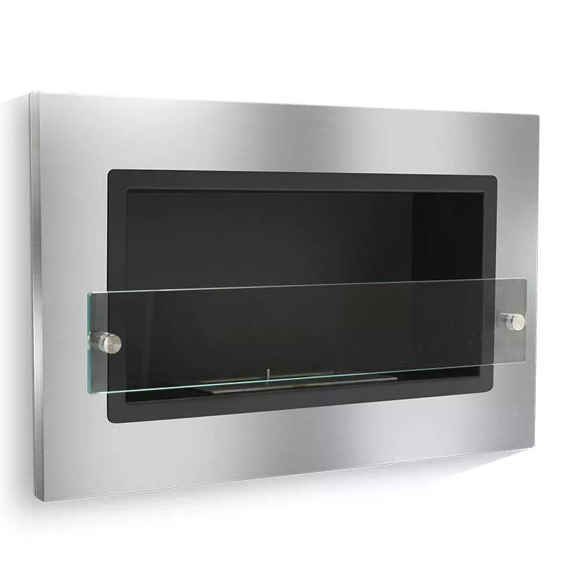 Mini camino a etanolo da parete Verona Colore Acciaio inox spazzolato