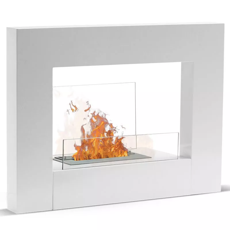 Lungoil caminetto di bio-design Colore Bianco Bruciatore 1.5L/3kW