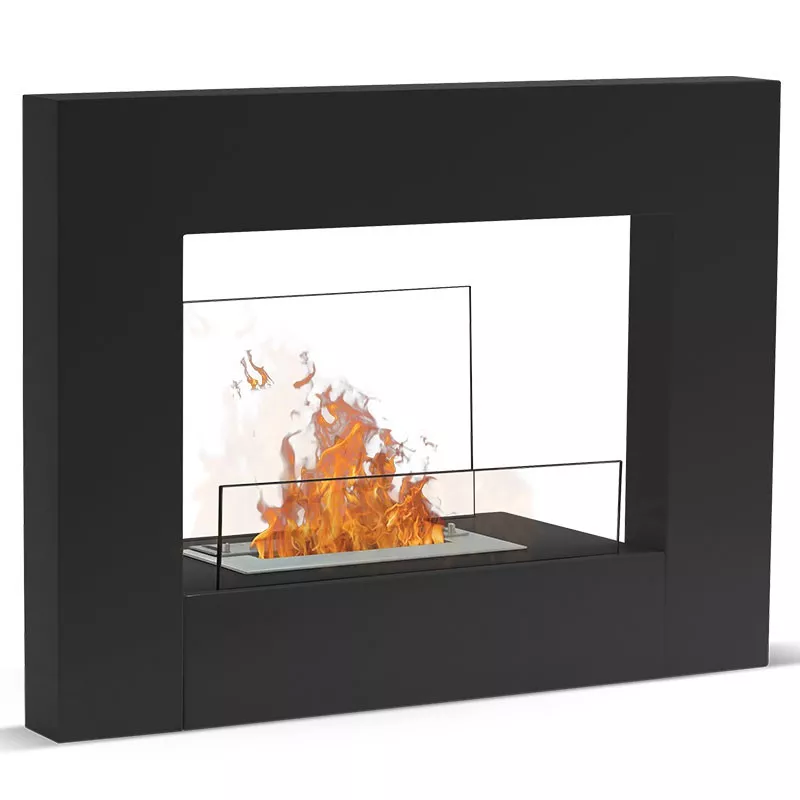 Lungoil caminetto di bio-design Colore Nero Bruciatore 1.5L/3kW