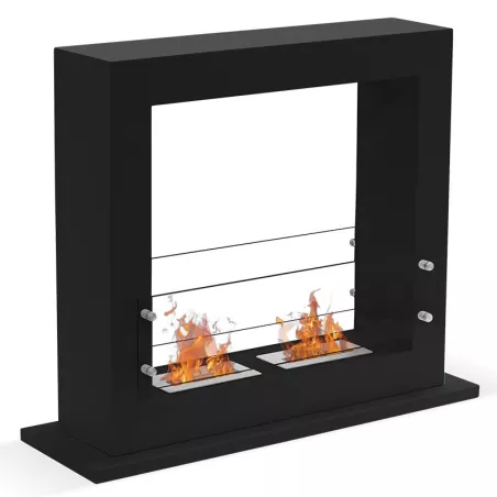 Caminetto Zenith XL a libera installazione, capacità di riscaldamento di 6 kW Colore Nero Dimensione 2 bruciatori