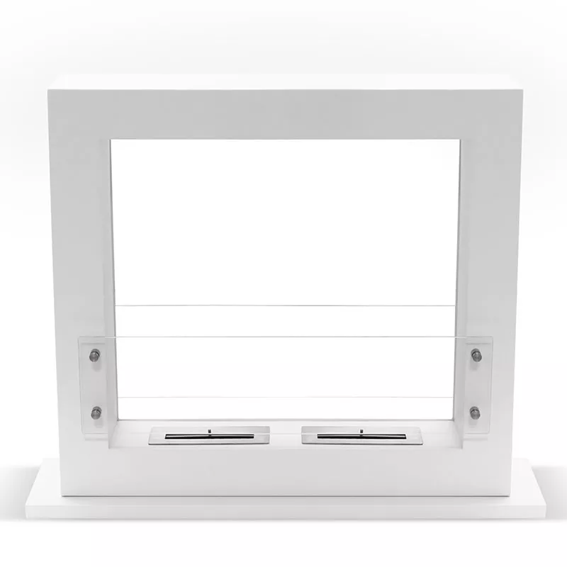 Caminetto Zenith XL a libera installazione, capacità di riscaldamento di 6 kW Colore Bianco Dimensione 2 bruciatori