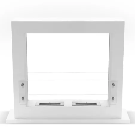 Caminetto Zenith XL a libera installazione, capacità di riscaldamento di 6 kW Colore Bianco Dimensione 2 bruciatori