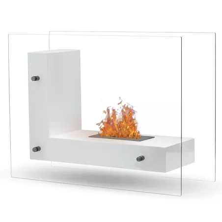 LunaCaminetto a etanolo, camino a pavimento 3kW Colore Bianco Bruciatore 1.5L/2,7kW