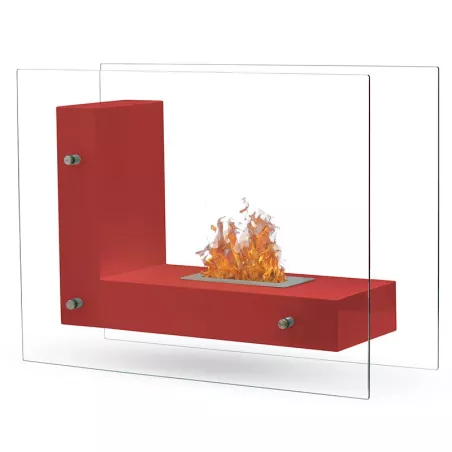 LunaCaminetto a etanolo, camino a pavimento 3kW Colore Rosso Bruciatore 1.5L/2,7kW