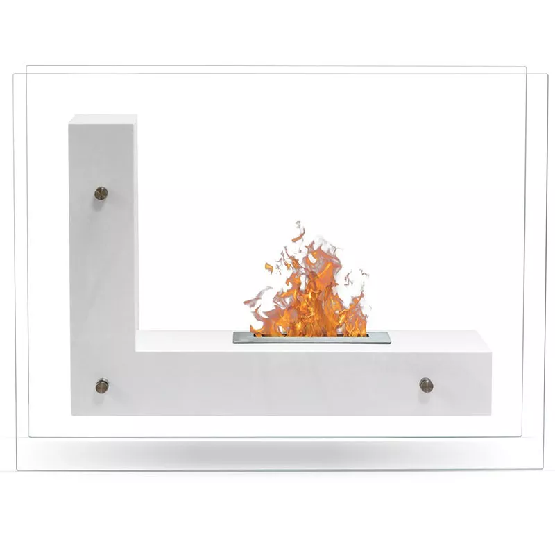 LunaCaminetto a etanolo, camino a pavimento 3kW Colore Bianco Bruciatore 1.5L/2,7kW