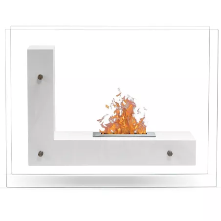 LunaCaminetto a etanolo, camino a pavimento 3kW Colore Bianco Bruciatore 1.5L/2,7kW