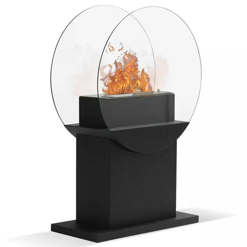 Caminetto Fluvia, 78x60x24cm - bruciatore da 3 kW Colore Nero