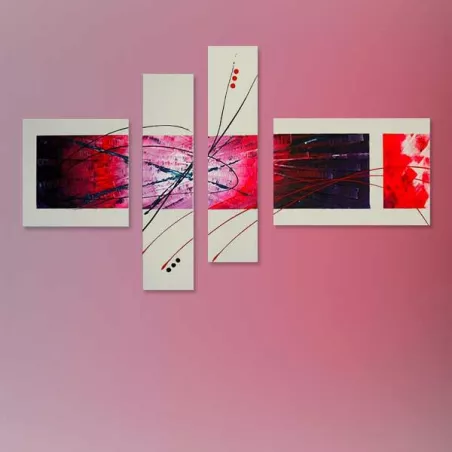 Quadrittico moderno, quadro astratto a 4 pannelli