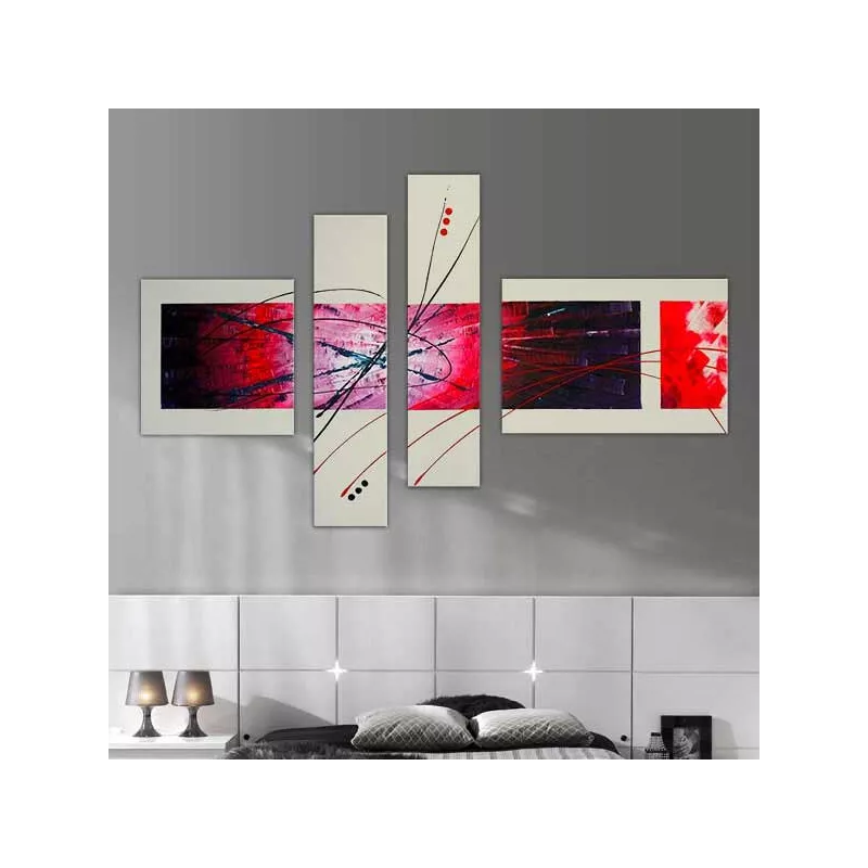 Quadrittico moderno, quadro astratto a 4 pannelli