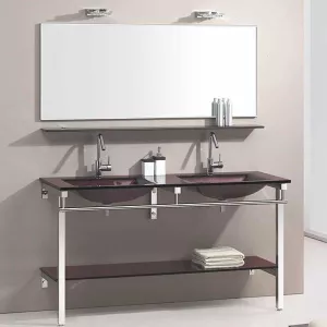 Mobile da bagno in vetro marrone Aida