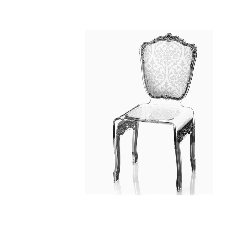 Sedia barocca in plexiglas trasparente Colore Bianco