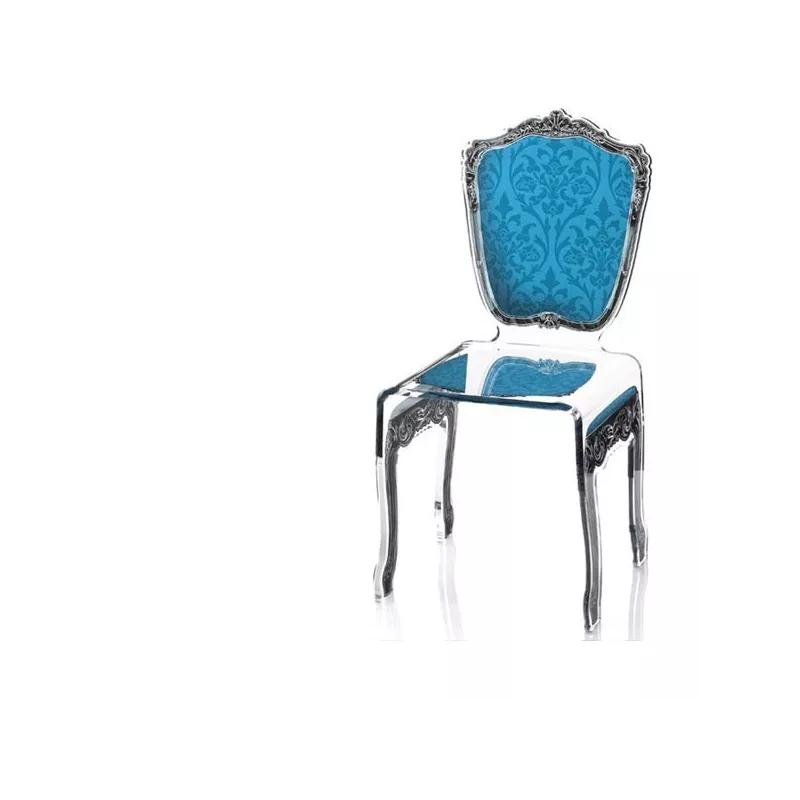 Sedia barocca in plexiglas trasparente Colore Blu