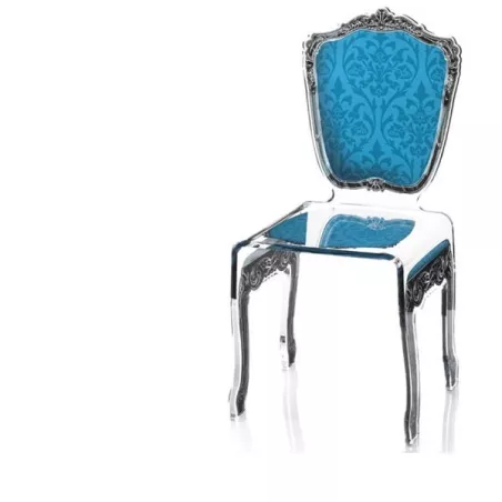 Sedia barocca in plexiglas trasparente Colore Blu