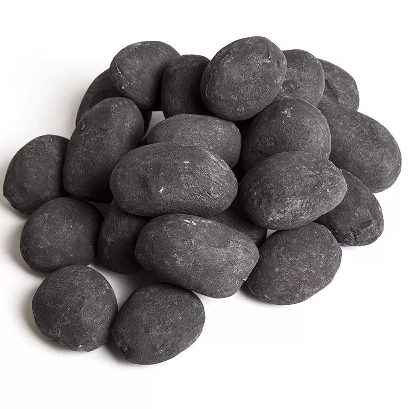 Set di 24 ciottoli decorativi per caminetti a etanolo: Wikao Colore Nero