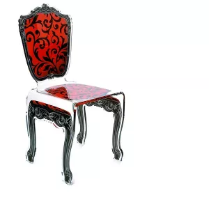 Sedia barocca in plexiglas trasparente