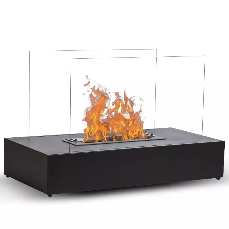 Caminetto a etanolo da pavimento Lena, 80x40x45cm Colore Nero