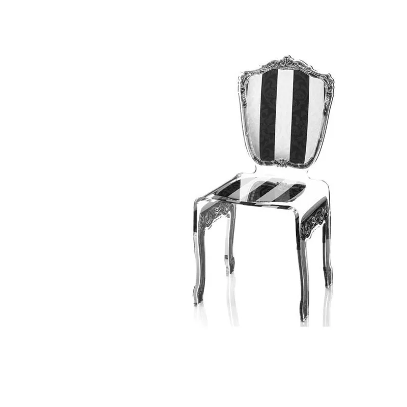 Sedia barocca in plexiglas trasparente Colore Strisce bianche e nere