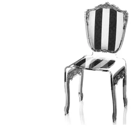 Sedia barocca in plexiglas trasparente Colore Strisce bianche e nere