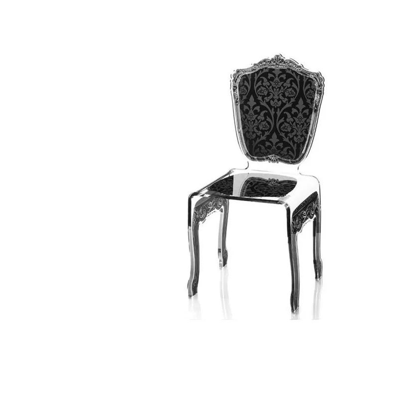Sedia barocca in plexiglas trasparente Colore Nero