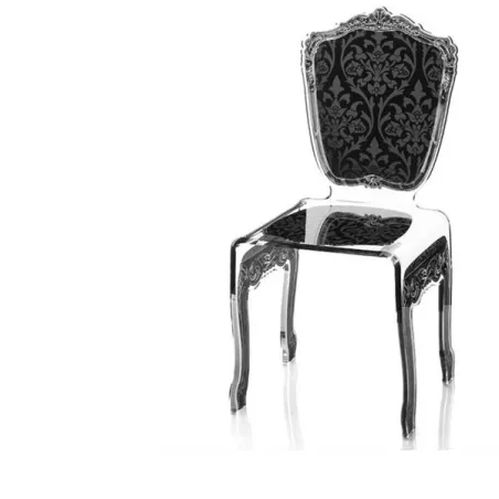 Sedia barocca in plexiglas trasparente Colore Nero