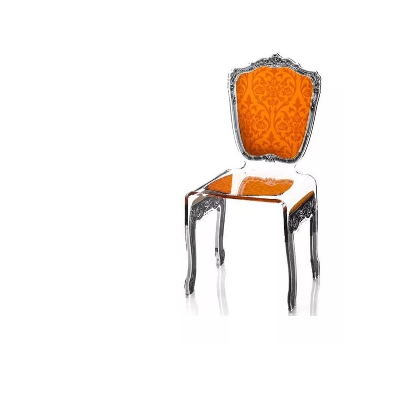 Sedia barocca in plexiglas trasparente Colore Arancione