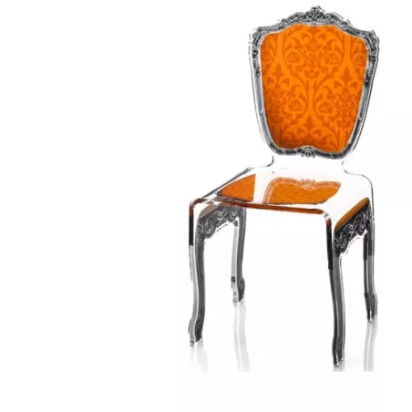 Sedia barocca in plexiglas trasparente Colore Arancione