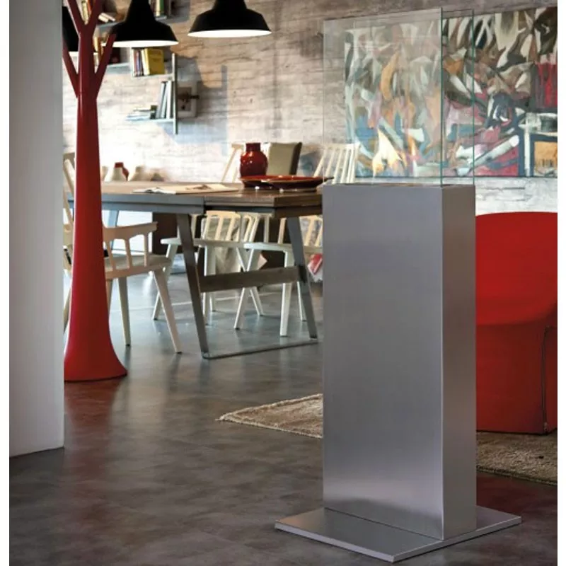Caminetto a etanolo a torre, 45 x 45 x 135 cm Colore Acciaio inox spazzolato