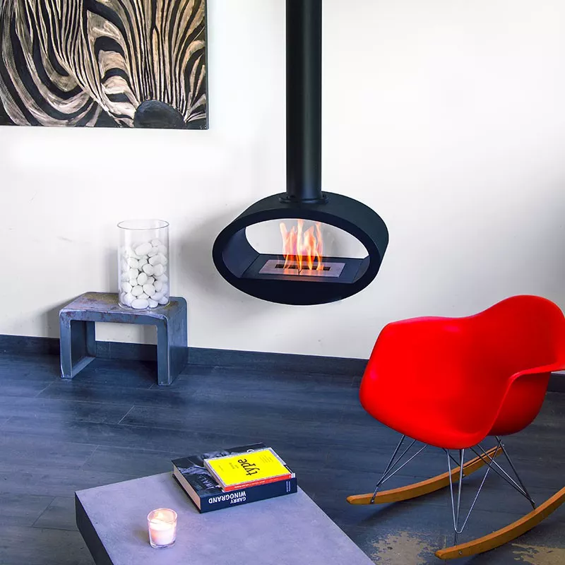 Caminetto a parete Ellipse Colore Nero Opzione Modello piccolo (H. 189 cm) Apertura Aperto su 2 lati