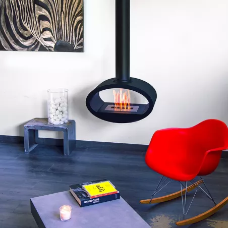 Caminetto a parete Ellipse Colore Nero Opzione Modello piccolo (H. 189 cm) Apertura Aperto su 2 lati