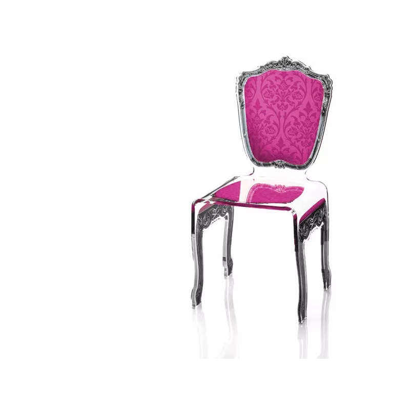 Sedia barocca in plexiglas trasparente Colore Rosa
