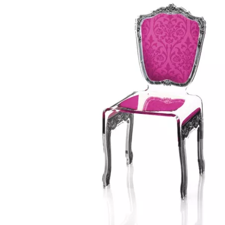 Sedia barocca in plexiglas trasparente Colore Rosa