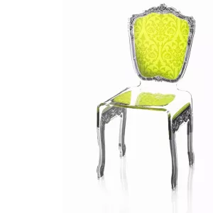 Sedia barocca in plexiglas trasparente