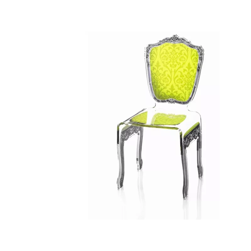 Sedia barocca in plexiglas trasparente Colore Verde