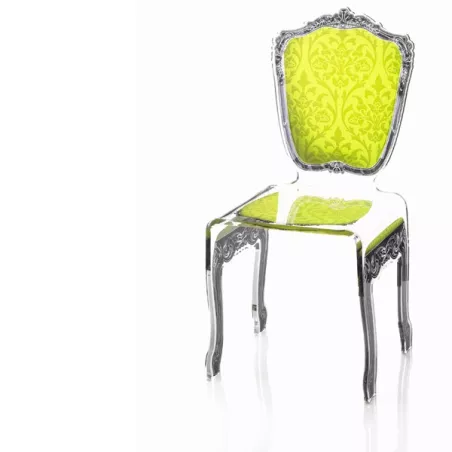 Sedia barocca in plexiglas trasparente Colore Verde