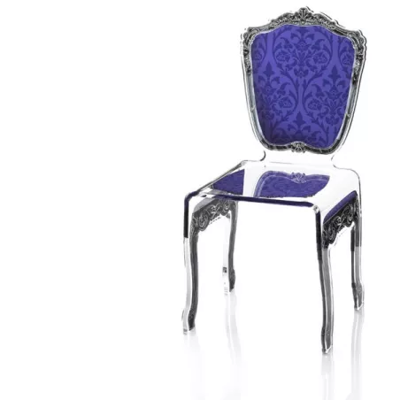Sedia barocca in plexiglas trasparente Colore Viola