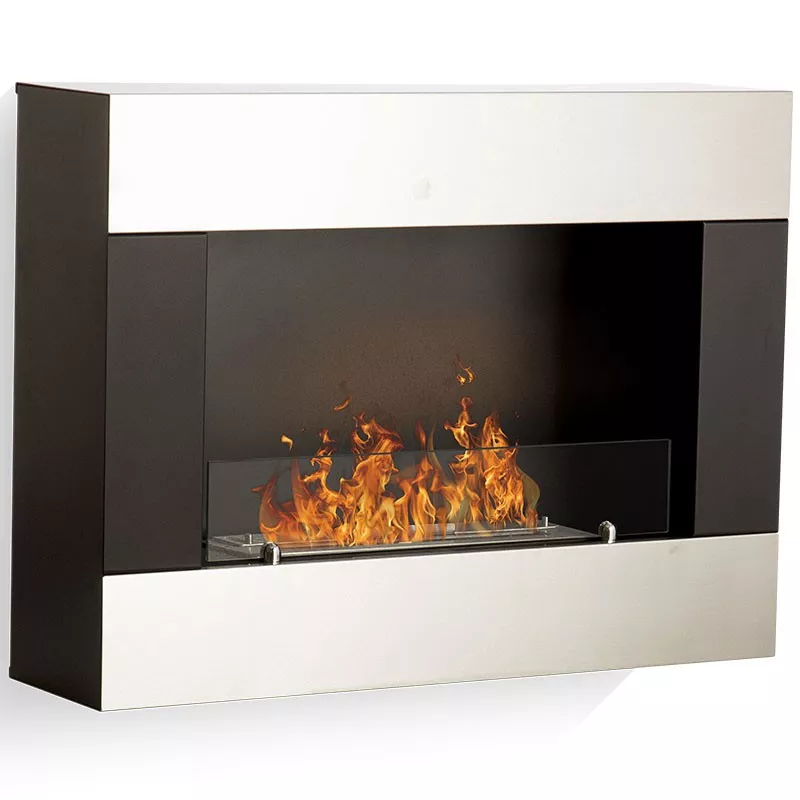 Caminetto organico a parete Glamfire Colore Acciaio inox spazzolato