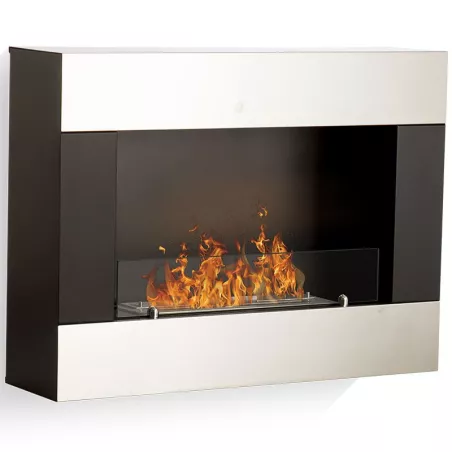 Caminetto organico a parete Glamfire Colore Acciaio inox spazzolato