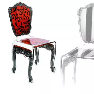 Sedia barocca in plexiglas trasparente