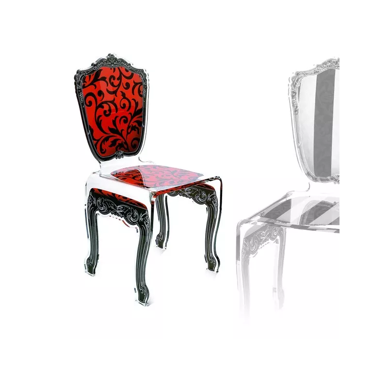 Sedia barocca in plexiglas trasparente