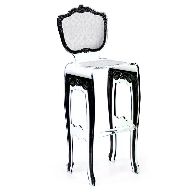 Sgabello alto barocco di Acrila Colore Bianco