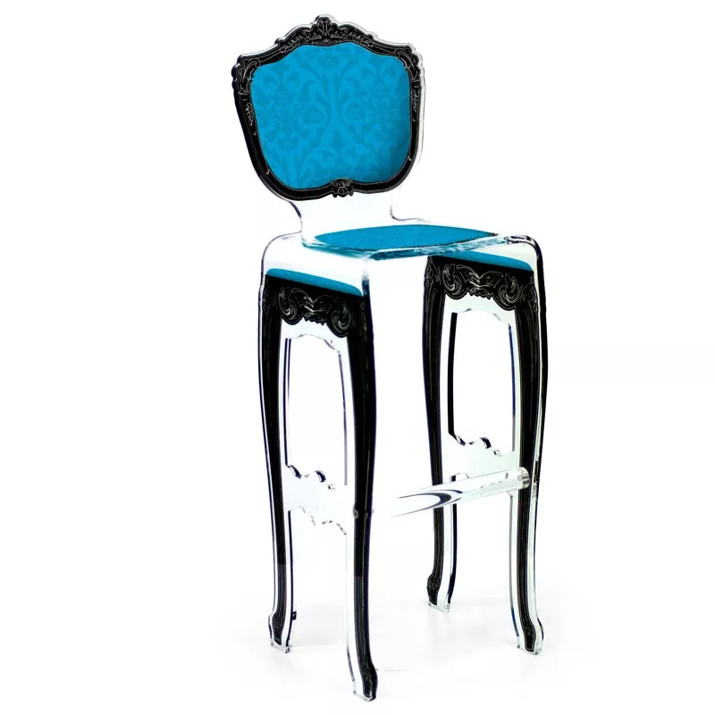 Sgabello alto barocco di Acrila Colore Blu