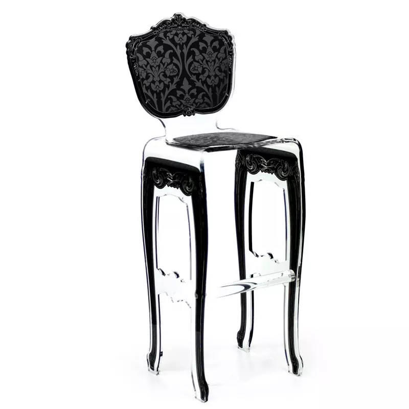 Sgabello alto barocco di Acrila Colore Nero