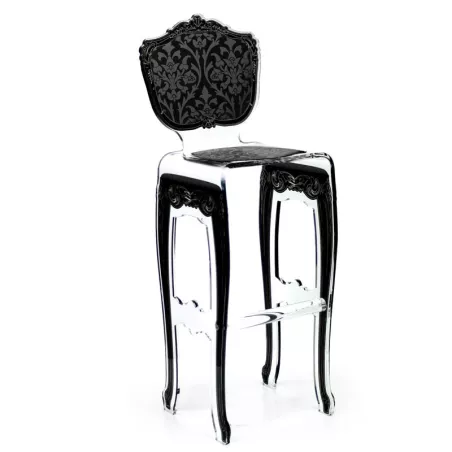 Sgabello alto barocco di Acrila Colore Nero