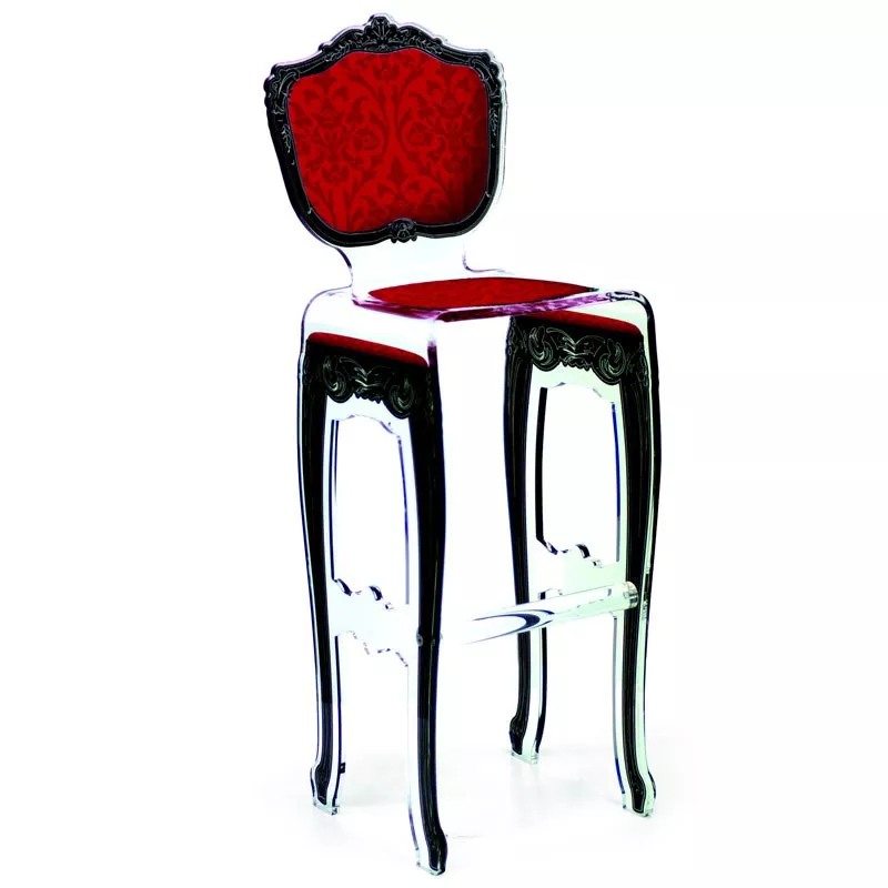 Sgabello alto barocco di Acrila Colore Rosso