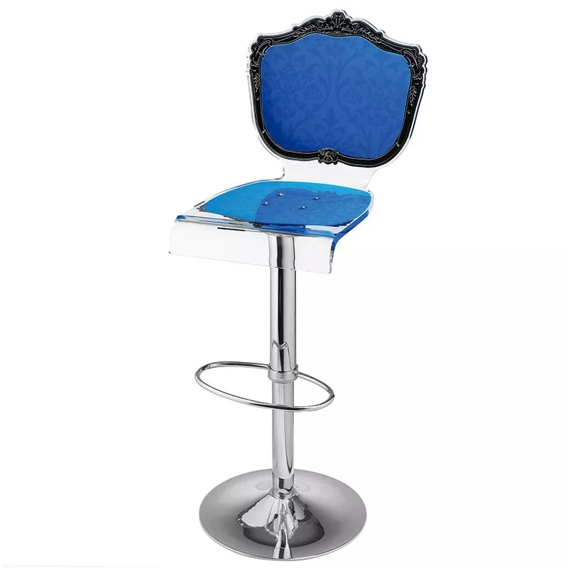 Sgabello Capiton in plexiglass su telaio Colore Blu
