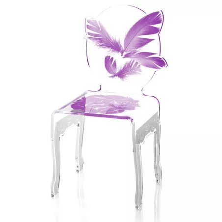 Sedia in plexiglas con piume Colore Blu Opzione piedi neri